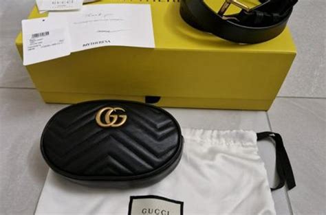 NY Gucci marmont bumbag midjeväska magväska svart guld .